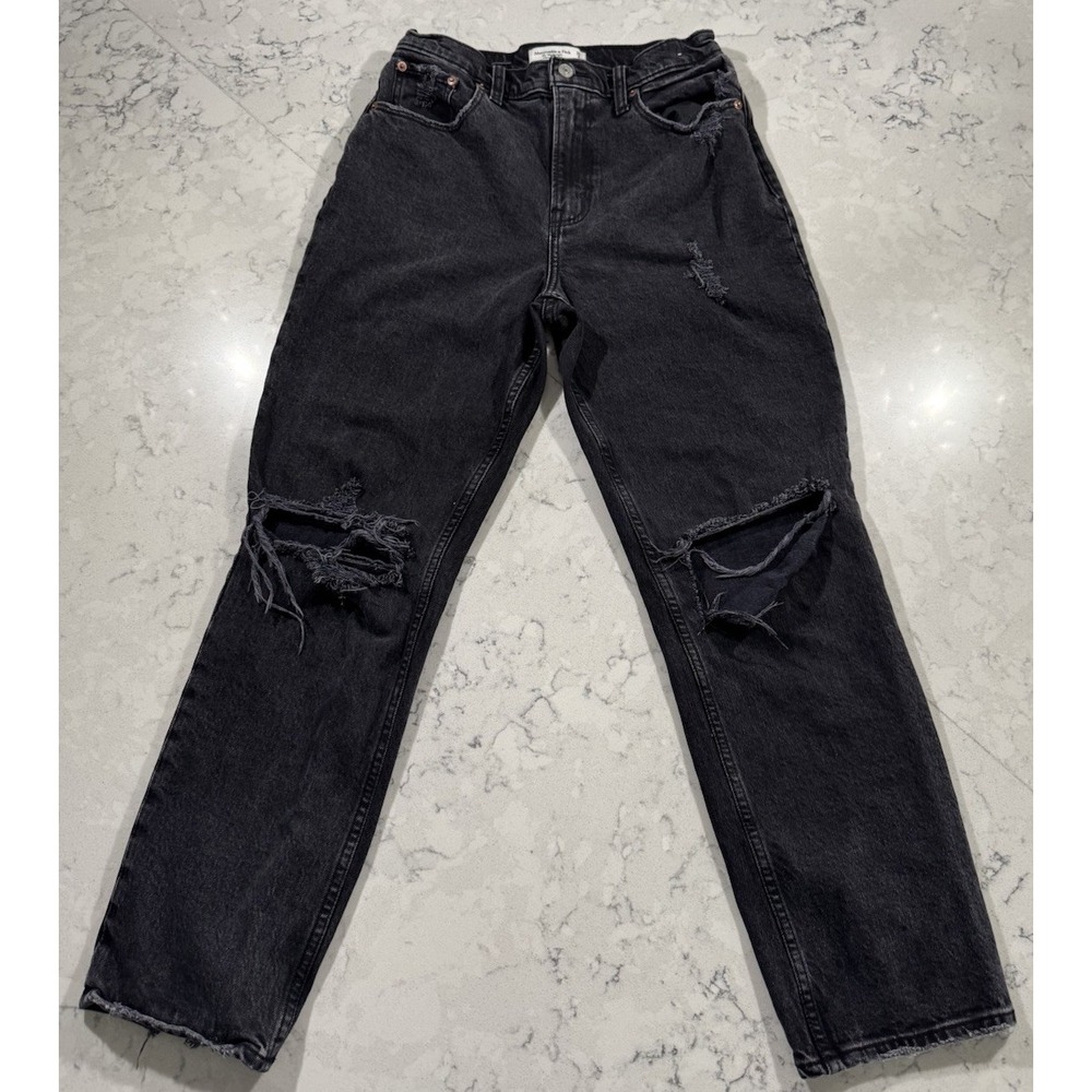 Abercrombie & Fitch 90s Straight Ultra High Rise Jeans Womens 6 Short Black
